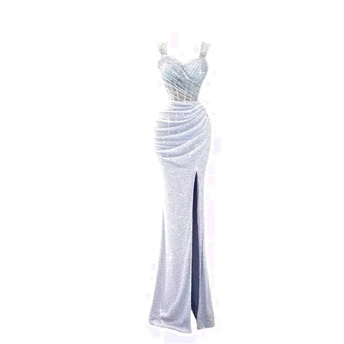 Acapeting Women’s Sleeveless Split Floor Length Prom Dress Sexy Sequins Dresss