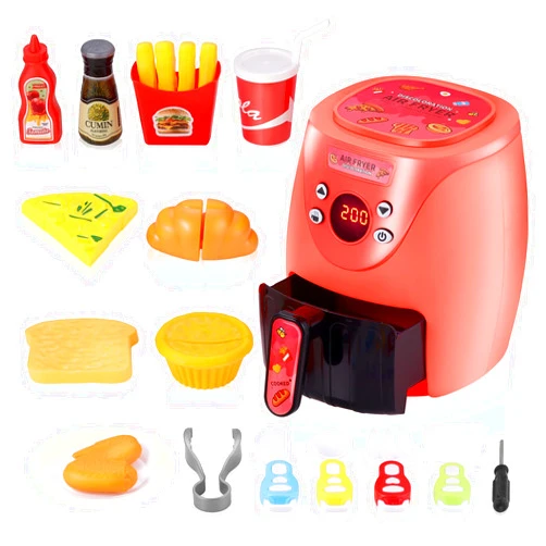 GAGAKU Toy Air Fryer Kids Play Kitchen Playset Accessories,Chefs Pretend Play Food Toys Oven with Light & Sound and Play Food Grill Cooking Utensils,Cooking Toys for 3-8 Year Old Girls Boys Gift