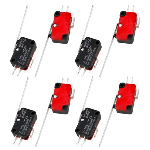 Yocimango Micro Limit Switch with Long Straight SPDT Hinged Lever Arm for Arduino V-153-1C25-8PCS