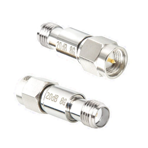 XRDS -RF SMA Male to SMA Female Coaxial RF Attenuator, DC to 8 GHz, 50Ohm, 2W, 20dB Constant Attenuator（2PCS）
