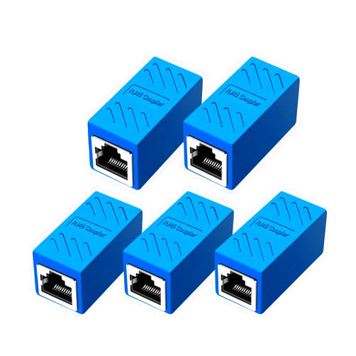 Zuzong RJ45 Coupler Ethernet Extension Connector, Cat7 Cat6 Cat5e Ethernet Coupler Female to Female(Blue 5 Pack)