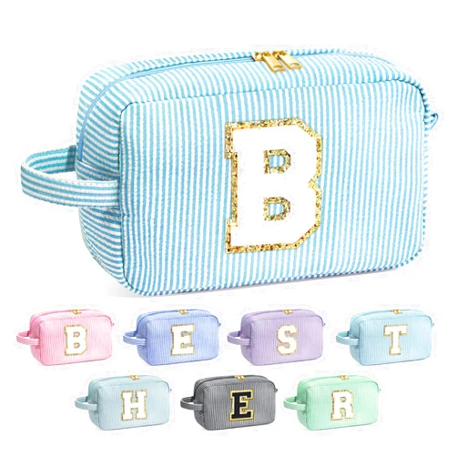 YOOLIFE Bridesmaid Proposal Gifts - Bridal Shower Gifts, Bridesmaid Gifts for Wedding Day, Maid of Honor Gifts, Bride To Be Gifts, Bachelorette Party Gift for Bride, Initial Makeup Bags for Women B