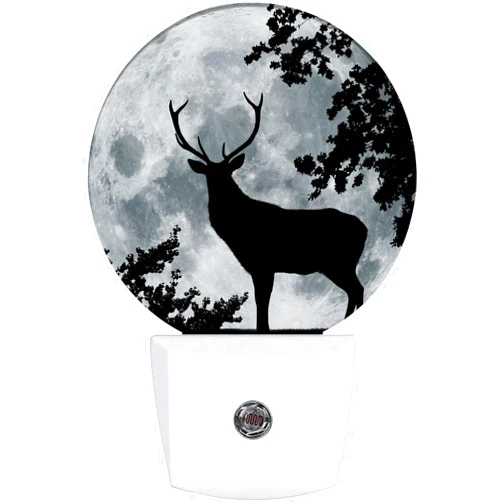 EMXION Deer Silhouette Night Light,Full Moon Nightlight Plug into Wall LED Lamp Auto Sensor Dusk to Dawn for Bedrooms/Kitchens/Toilets/Corridors,Energy-Saving