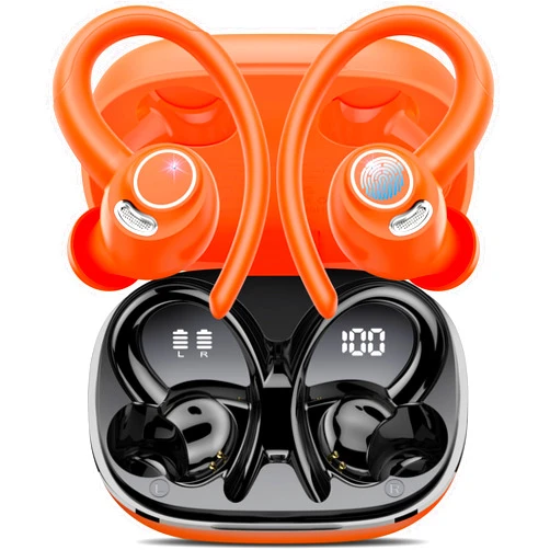 Jesebang Wireless Earbuds Bluetooth 5.3 Headphones Sport, 2024 Wireless Earphones with Earhooks, HiFi Stereo Deep Bass with ENC Mic, 40H Dual LED Display, IPX7 Waterproof Ear Bud for Small Ear Running/Workout