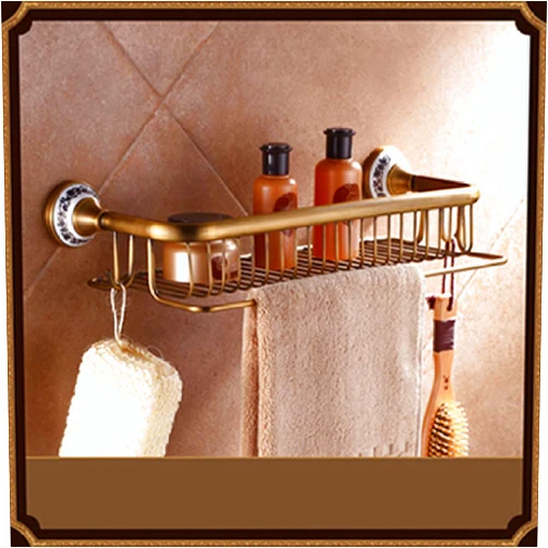 WDDGPZ1 Antique Brass Luxury Bathroom Accessory Paper Holder Toilet Brush Rack Commodity Basket Shelf Soap Dish Towel Ring,Bathroom Shelf