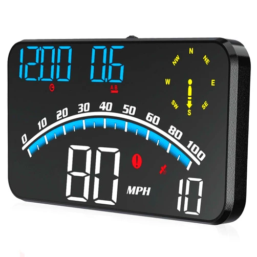ACECAR Digital GPS Speedometer, Universal Car HUD Head Up Display with Speed MPH, Compass Direction, Fatigue Driving Reminder, Driving Distance, Altitude, Overspeed Alarm HD Display, for All Vehicle