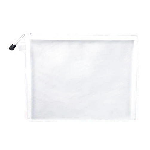 Generic Mesh Zipper Pouch A4/A5/A6 Mesh Zipper Book File Folders Document Bag Stationery Storage Bags Cosmetic Makeup Pouch School Office Supplies(White A5)