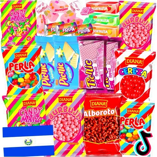 Charloo Tiktok Candy From Around The World + FREE Surprise! - El Salvador International Candy Box - Exotic Candy - Unique Candy Cool Candy Foreign Candy Weird Candy from Tik Tok - Rare Candy Mix Assortment Variety, Premium 67 pcs