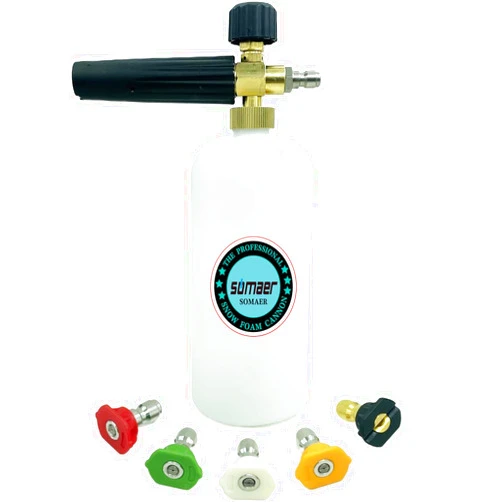 Somaer Foam Cannon with 1/4 Inch Quick Connectors and 5 Pressure Washer Nozzle Tips,3000PSI,1 Liter