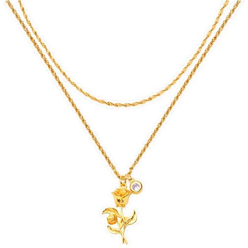 MTMY Birth Flower Necklaces for Women 18K Gold Plated Dainty Layered Birth Month Flower with Birthstone Pendant Necklaces Personalized Custom Floral Jewelry