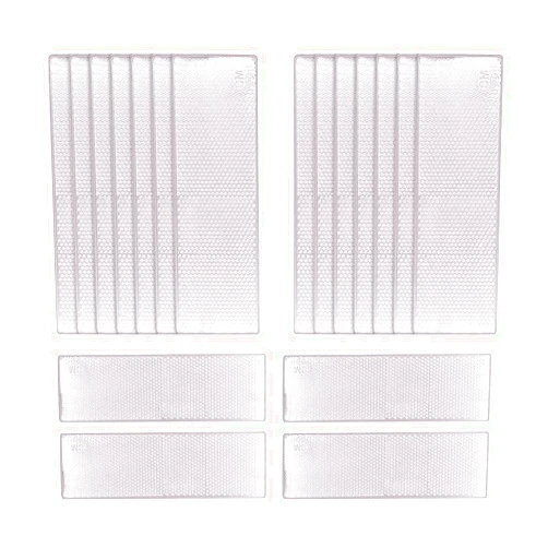 BELOMI 16PCS Red and White Reflector Sticker, Waterproof Plastic Self Adhesive Decal, Reflective Safety Warning Tape Plate, Stick-on Quick Mount, Car Accessories for Truck, Motorcycle, Bus, Trailer (White)