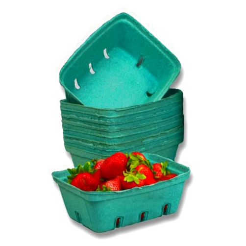 JAK Industrial Green Molded Pulp Fiber Berry/Produce 1.5 Quart Basket (Set of 12)