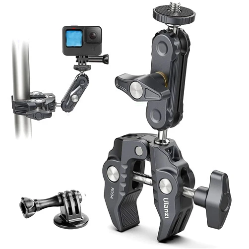 ULANZI Super Clamp Camera Clamp Mount Monitor 360° Ballhead Magic Arm Double Ball Head Adapter with 1/4