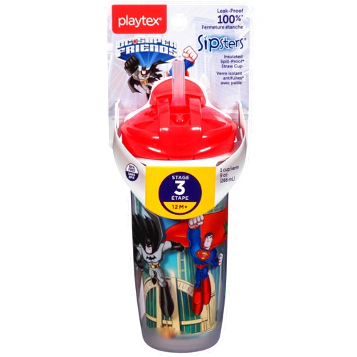 Playtex PlayTime Straw - Super Friends - Assorted (Color/Theme May Vary)