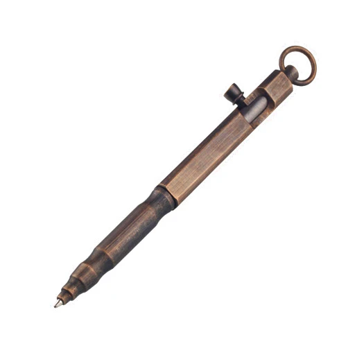 SMOOTHERPRO Solid Brass Bolt Action Pen Square Shape for Tremor Parkinson Arthritic Pocket Business EDC Signature Color Bronze(BR631)
