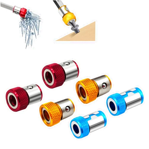 RIYUNE Screwdriver Head Magnetic Ring,Upgrade Magnetizer Screw Removable for Hex Screwdriver and Power Bits, Universal Magnetic Screw Ring Bit Magnetizer Ring Metal Magnetizer Screw (MIX-6PCS)