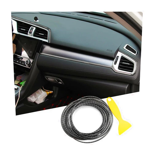 Osilly Car Interior Moulding Trim Strips, 33Ft/10M Universal Electroplating Decoration Filler Insert Strips, Styling Dashboard DIY Flexible Strip, Garnish Accessory with Installing Tool (Carbon Fiber)
