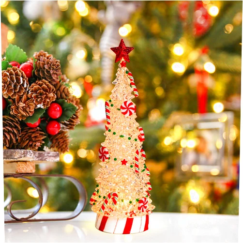 Yinns Acrylic Christmas Tree Light Up, Christmas Tree with LED Lights and Christmas Music, Candy Christmas Tree Tabletop Decor for Xmas Decoration Indoor Home Party Supplies,13 inches