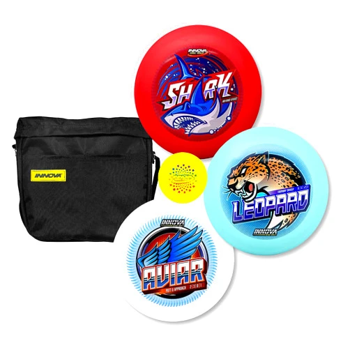 Innova Discs Golf Starter Set with Bag – Frisbee Golf Discs Set for Beginners with Disc Golf Driver, Mid-Range, Disc Golf Putter and Mini Marker (Colors Will Vary)