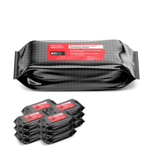 LIJA Rinse-Free Sanitizing Wipes Food Contact Safe Pack of 12 Pouches with 80ct Wipes per Pouch