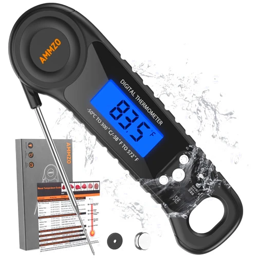 AMMZO Meat Thermometer Digital, Candy Thermometer Food Thermometer Instant Read Thermometer Waterproof with Backlight for Cooking, Deep Fry, BBQ, Grill, Smoker and Roast