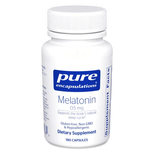 Pure Encapsulations Melatonin 0.5 mg - Natural Sleep Helper for Bedtime - Regulates Sleep-Wake Cycle - 0.5 mg Melatonin - Vegan & Non-GMO - 180 Capsules