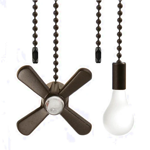 Akahttbn Ceiling Fan Pull Chain Extension Ornaments Chains with Decorative Light Bulb and Fan Cord 13.6 Inches Bronze Fan Pull Chain Set for Ceiling Light Lamp Fan Chain(ORB)