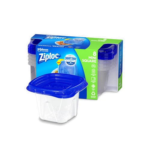 Ziploc Food Storage Meal Prep Containers Reusable for Kitchen Organization, Smart Snap Technology, Dishwasher Safe, Mini Square, 8 Count