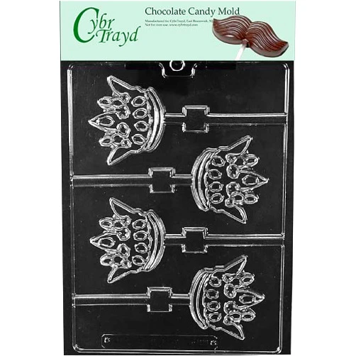 Cybrtrayd Life of the Party K156 King Kingdom Crown Lolly Chocolate Candy Mold in Sealed Protective Poly Bag Imprinted with Copyrighted Cybrtrayd Molding Instructions