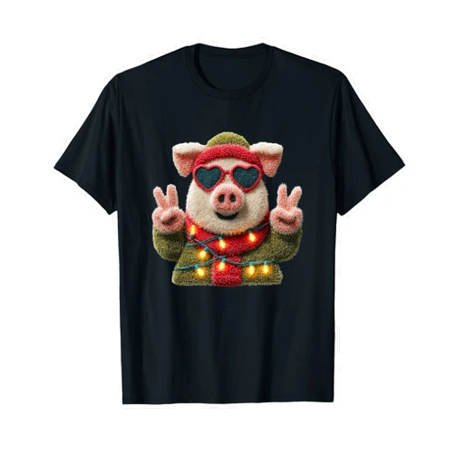 Whimsical Animal Vibes Creative Designs Cute Pig Funny Animal Lover Retro Style Design T-Shirt