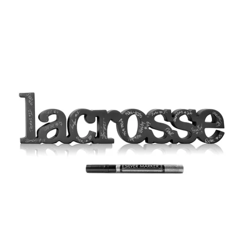 ChalkTalkSPORTS Wooden Lacrosse Sign - Autograph Ready Gift for Lacrosse Players & Coaches - Pen Included