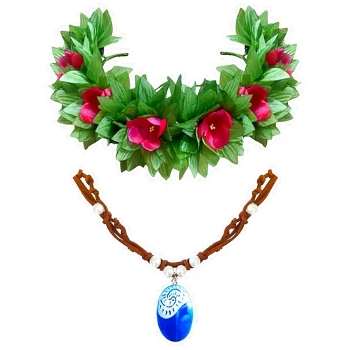 DreamLily Hawaiian Flower Crown Set Princess Sing Shimmer Musical Dress Up Crown for Beach Pretend Play Dress Up,One Size