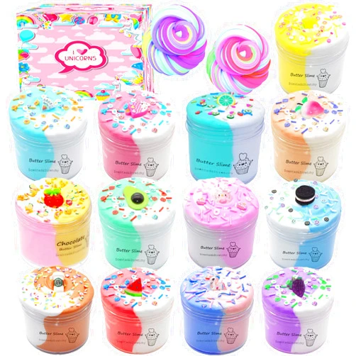 GHFEOOHN 13 Pack Unicorn Dual Color Butter Slime Kit,Soft & Non-Sticky,DIY Slime Toys for Kids,Very Suitable Birthday Gifts for Girls and Boys,Party Favors