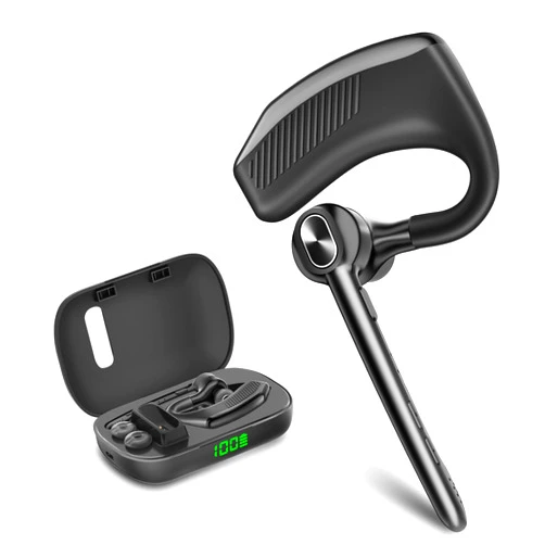 ZUKUMU Bluetooth Headset Wireless Earpiece Microphone 180H Playtime 1000mAh Wireless Charging Case Handsfree Single Ear Headset LED Display for iPhone Android Cellphones PC Computer Trucker Drivers Work Game