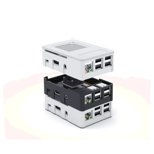 MaticBox Case for Raspberry Pi 3 / Pi 2 / Tinker Board – Low Profile, Stackable, Universally Mountable DIN Rail, Automation Friendly, Fan Support (White)
