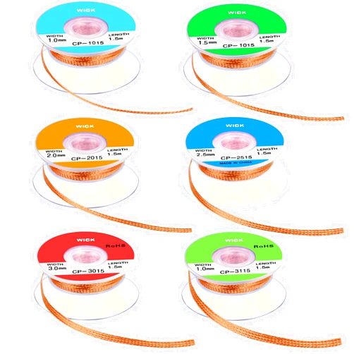 Hotop 6 Pieces Solder Wicks No-clean Solder 1.5 Meter Length Braided Wicks(0.04