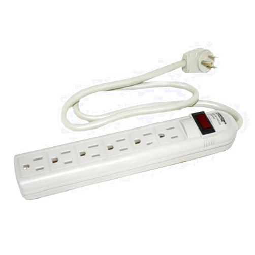 Topzone 8 Feet 6 Outlets 90 Joules Surge Protector Angle Plug AC Wall Power Strip ETL Listed (Beige)