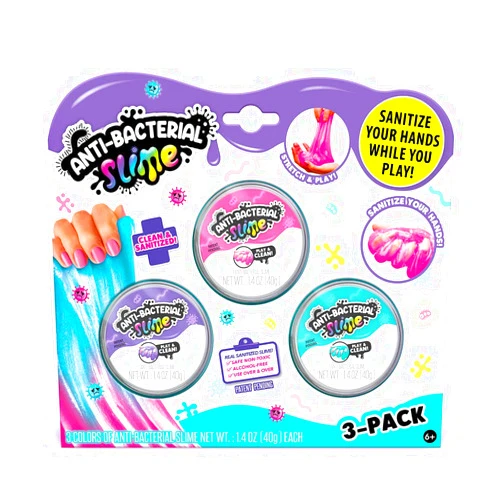 Canal Toys Anti-Bacterial Slime 3-Pack: Sanitize Your Hands While You Play with This Non-Toxic and Alcohol-Free Slime!