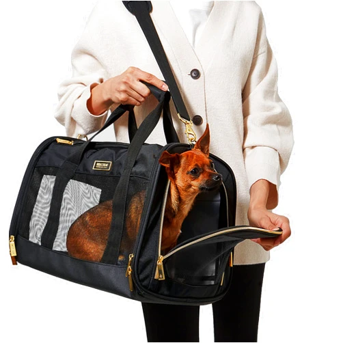 Kenneth Cole Reaction Collapsible Travel Pet Carrier Soft Multi-Entry Folding Portable Kennel Crate for Puppy Dog, Cat, and Rabbit Carrier Bag,Up to 16 Lbs,Black