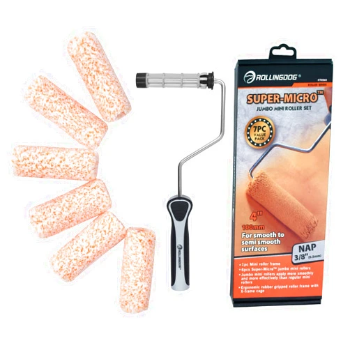ROLLINGDOG Mini Roller - 4 Inch Jumbo Microfiber Small Paint Roller Covers 3/8” Nap