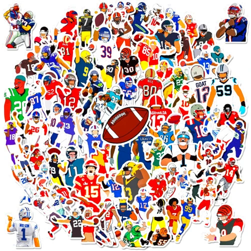 HOJADA 100PCS American Football Stickers Super Bowl Sunday Rugby Stickers Laptop Stickers for Water Bottles,Book, Skateboards, Luggage ect.