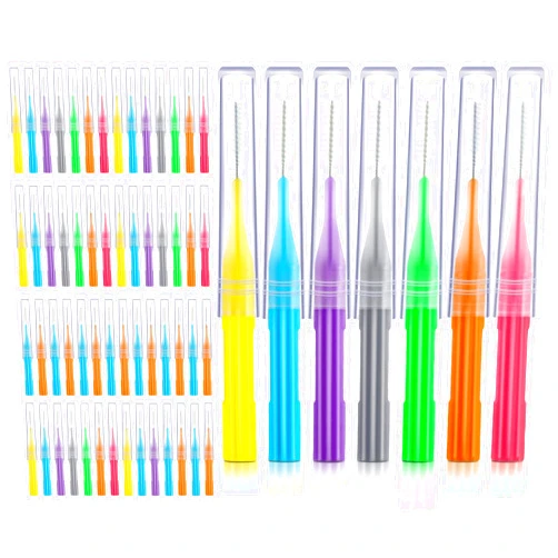 Patelai 100 Pieces Braces Brush for Cleaner Interdental Brush Toothpick Dental Flossing Head Oral Hygiene Flosser Tooth Cleaning Tool (Stylish Colors)
