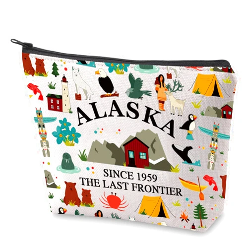 BLUPARK Alaska State Cosmetic Bag Alaska Souvenir Gift Alaska Last Frontier Travel Makeup Bag Alaska Lover Gift (Alaska)