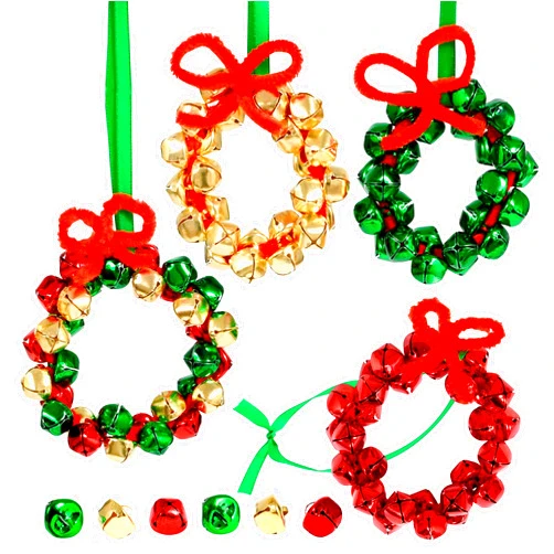READY 2 LEARN Christmas Crafts | Create Your Own Jingle Bell Wreath Ornaments | Set of 4 | DIY Ornaments for Kids | Christmas Tree Decoration | All Materials Included