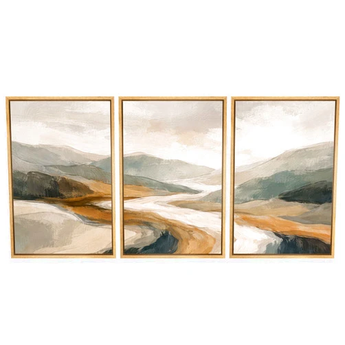 SIGNWIN Framed Canvas Print Wall Art Set Neutral Mountain Valley Landscape Illustrations Modern Art Decorative Chic Calm/Zen for Living Room, Bedroom, Office - 24