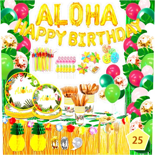 UJoyant 323 Luau Party Decorations, Hawaiian Party Decorations Kit For Adults - 