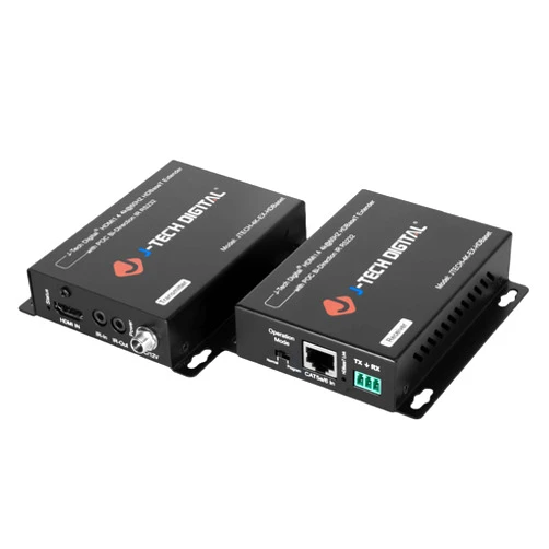 J-Tech Digital 4K HDBaseT HDMI Extender Over Cat5e/6 Ethernet up to 230ft (1080P) 130ft (4K), Supports HDCP 2.2/1.4, RS232, Bi-Directional IR and PoC