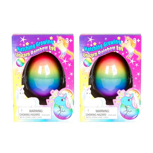 Playmaker Toys Set of 2 Surprise Growing Hatching Rainbow Egg Kids Toys (Unicorn)