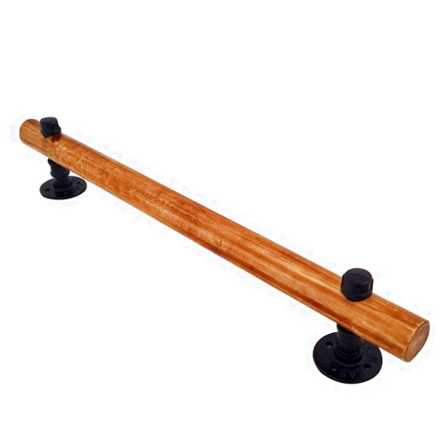DUJEFF Wall Mounted Hand Rail Railing, Wooden Staircase Handrail Bathroom Grab Bar with Wrought Iron Pipe Stairs Kit Brackets, DIY Industrial Solid Pine Wood Bar (Size : L:50CM)