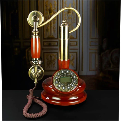 Vijian Antique Candlestick Phone, Vintage Telephone Landline, Handmade Solid Wood, Backlight, Calendar Display, Hands-Free Calling, Replay